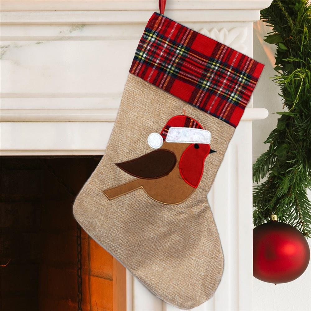 26x45cm Robin Christmas Stocking