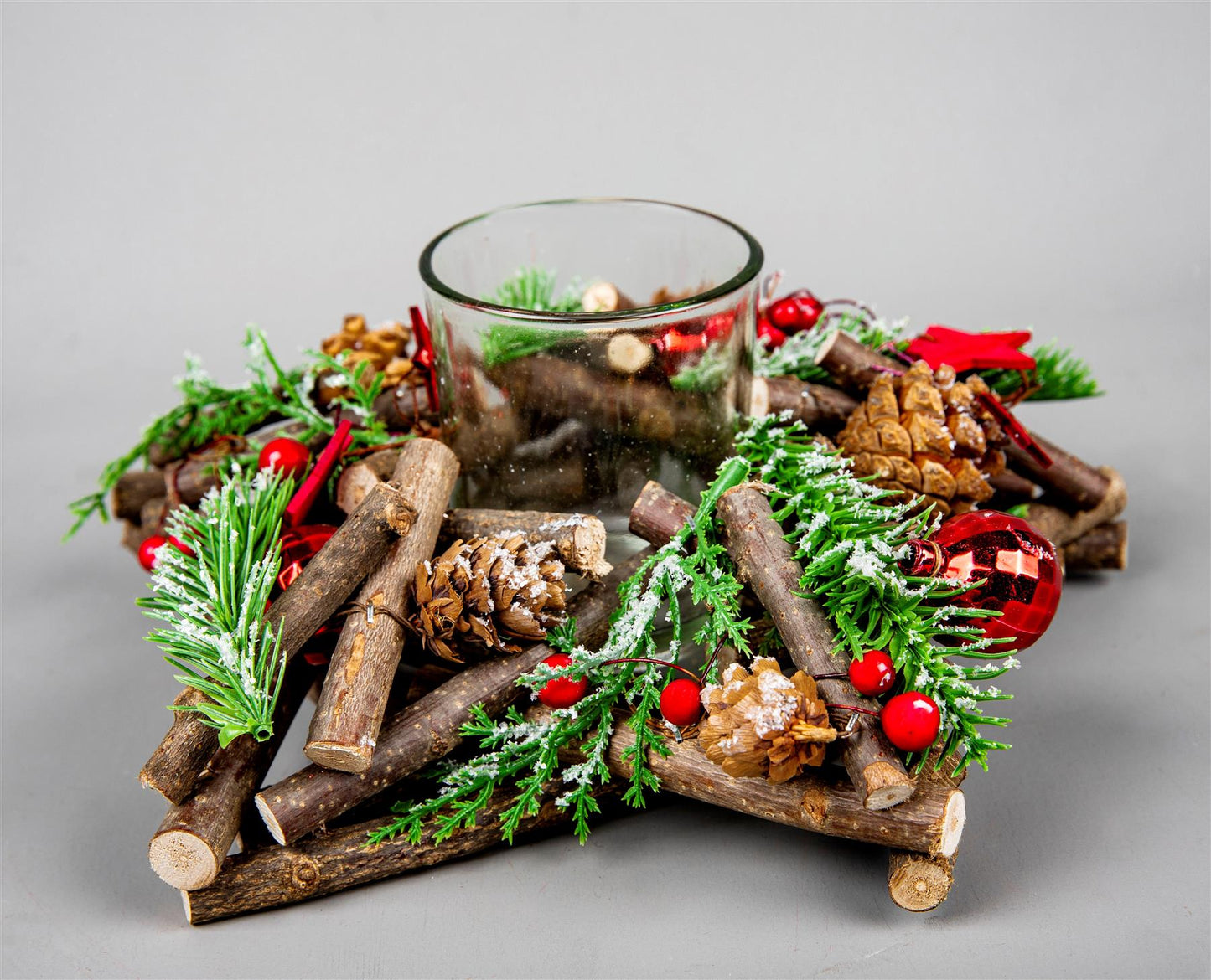 22cm Red Twig Star Candle Holder