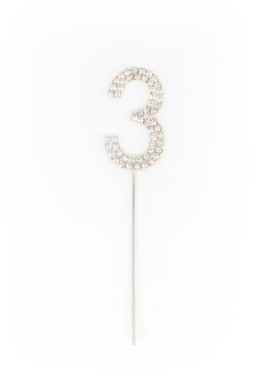 Cake Topper Number 13 - Silver Diamond