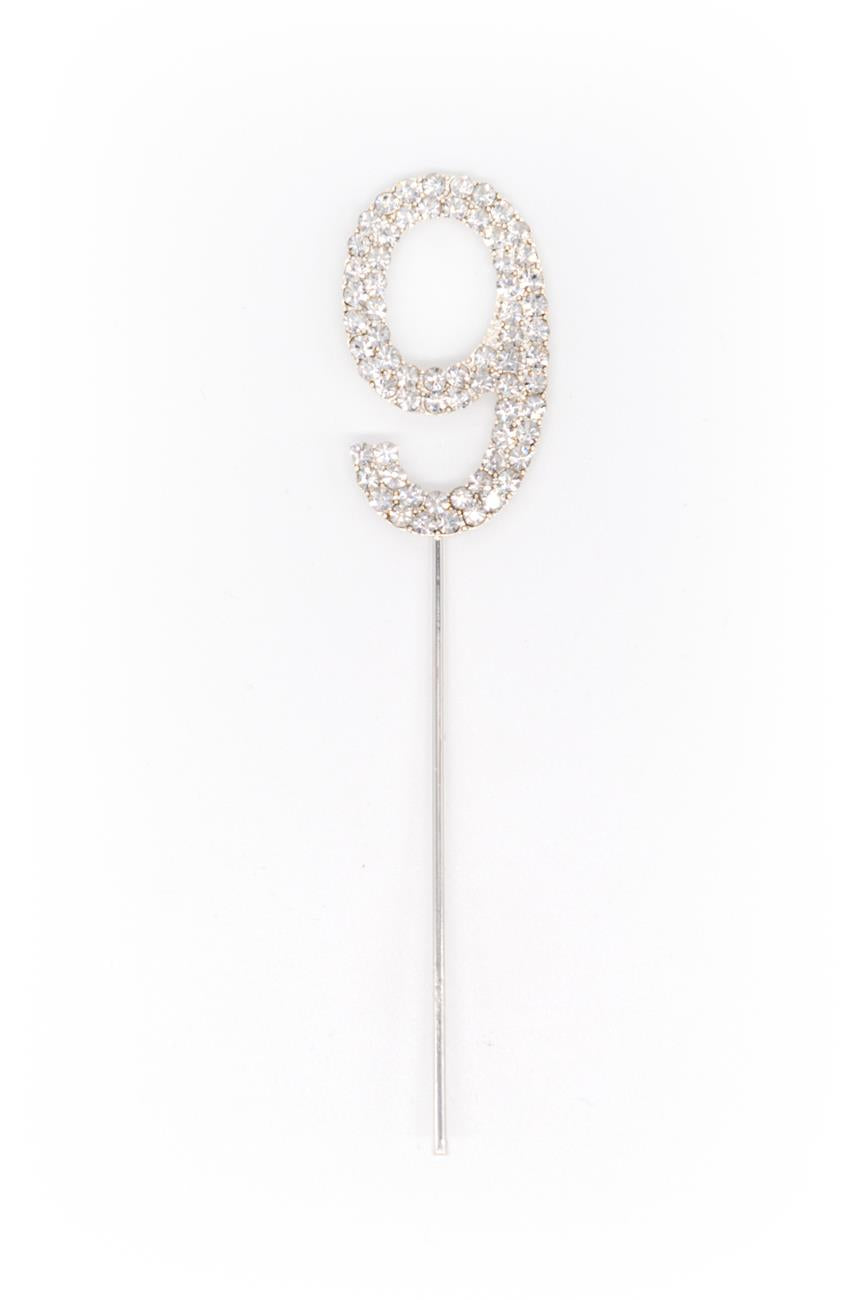 Cake Topper Number 90 Silver Diamond