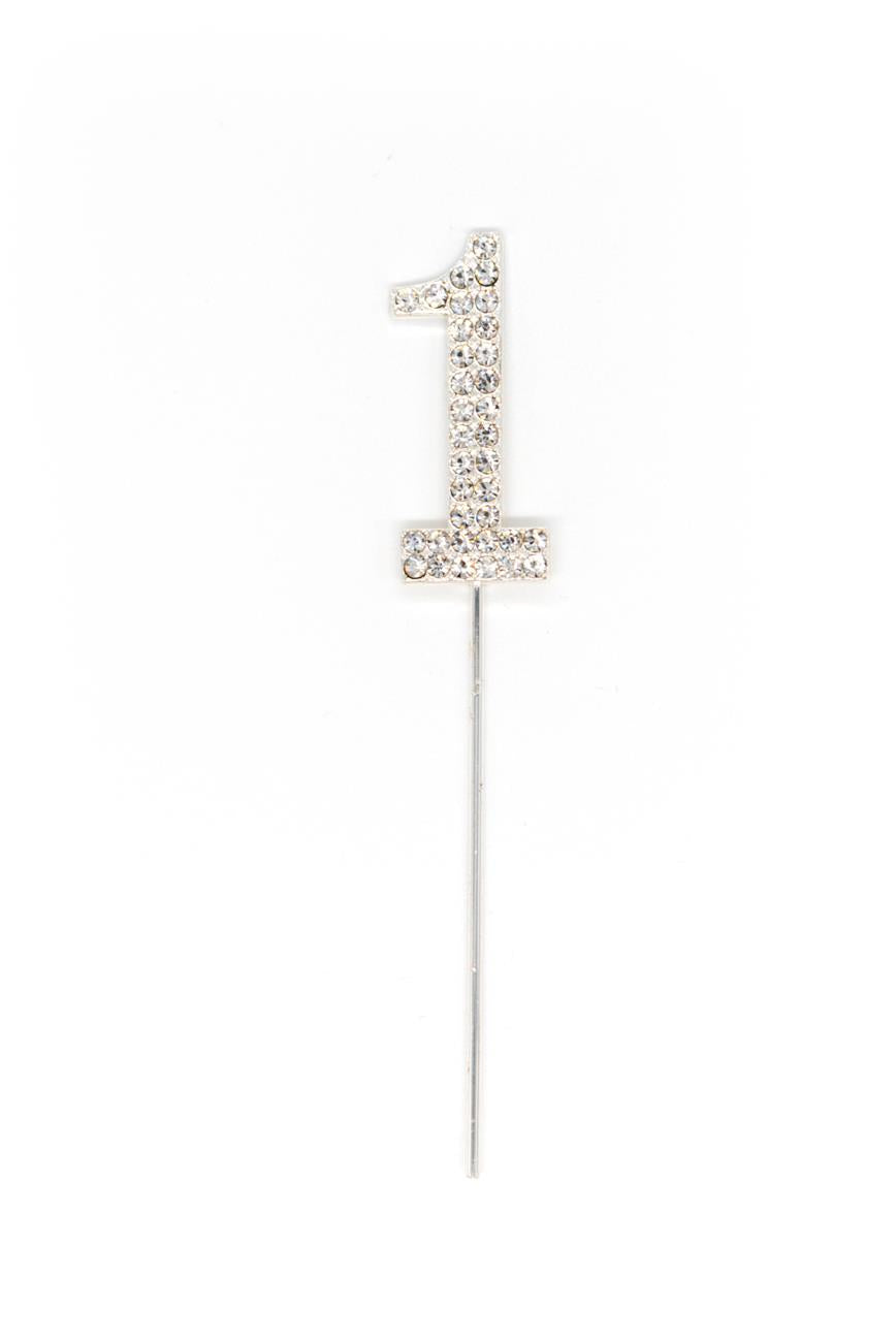Cake Topper Number Year 21 Silver Diamond