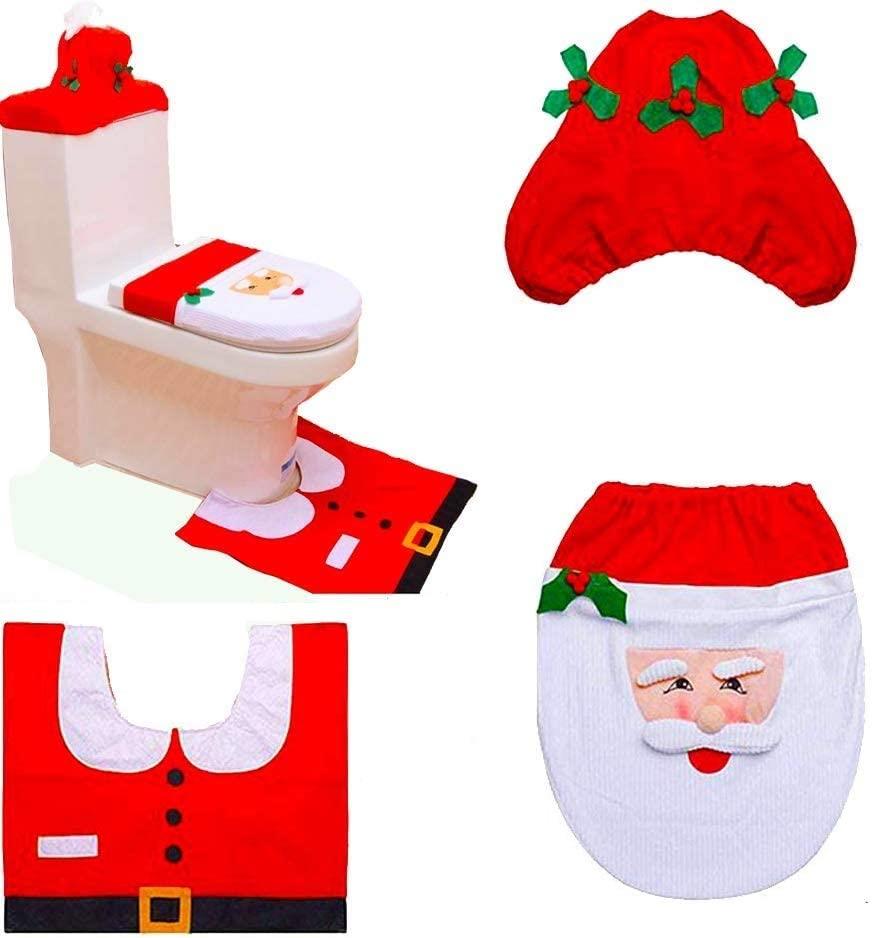 Novelty Christmas Santa Toilet Seat Cover & Mat