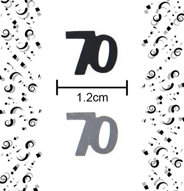 4 x 14g 70th Black Happy Birthday Confetti