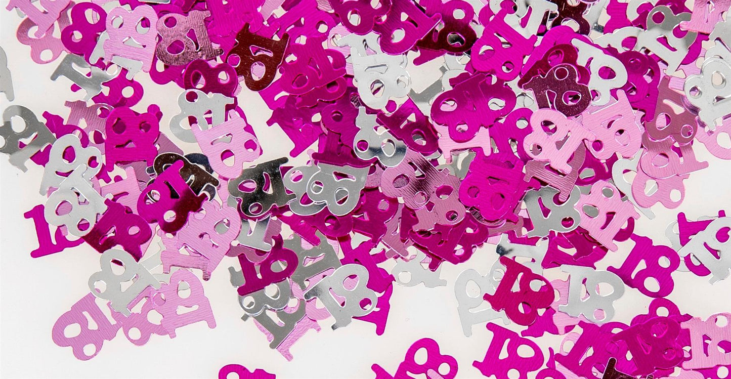 4 Packs of 18th Pink Happy Birthday Confetti 14g Each