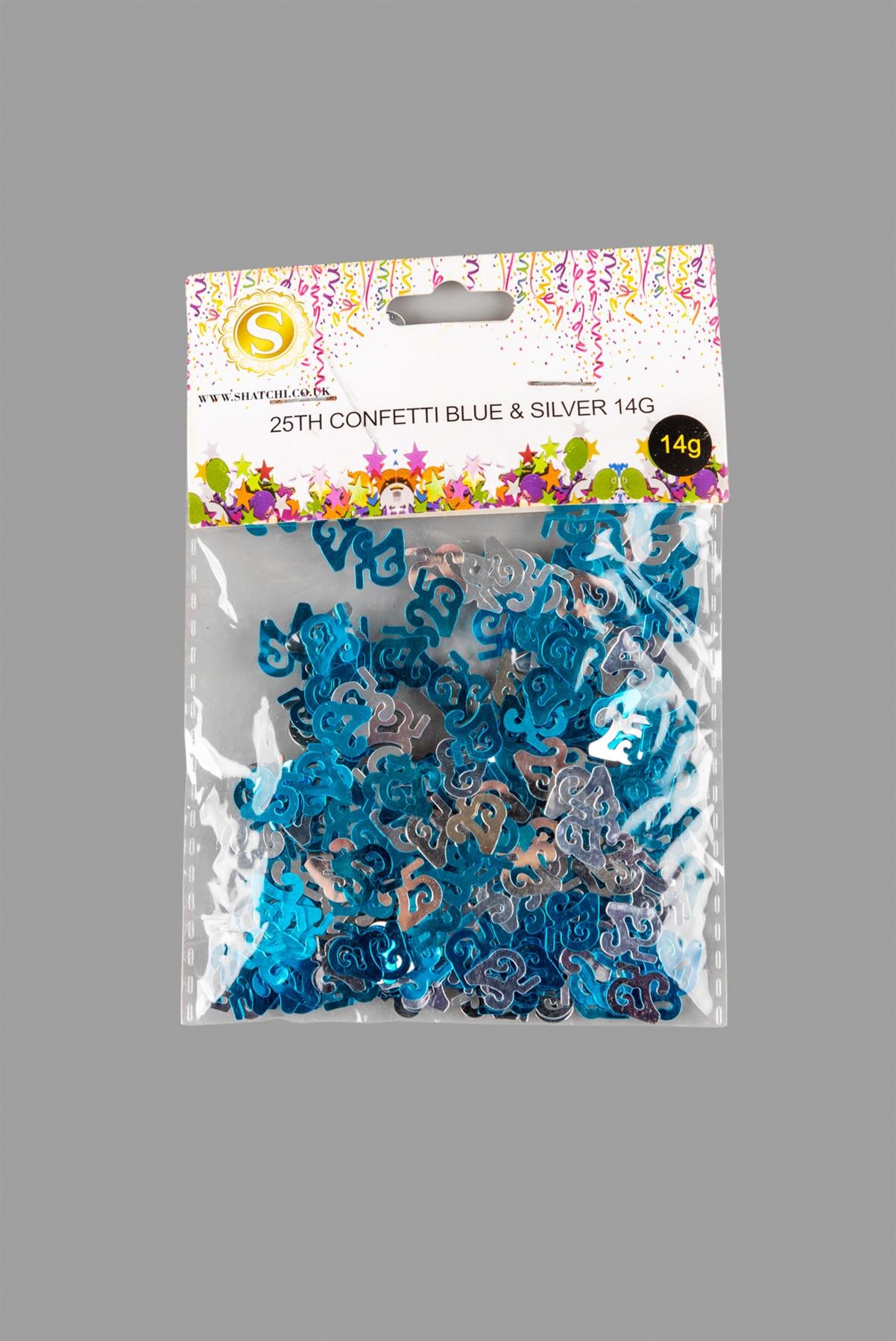 25th Confetti Blue & Silver 14G 2PK
