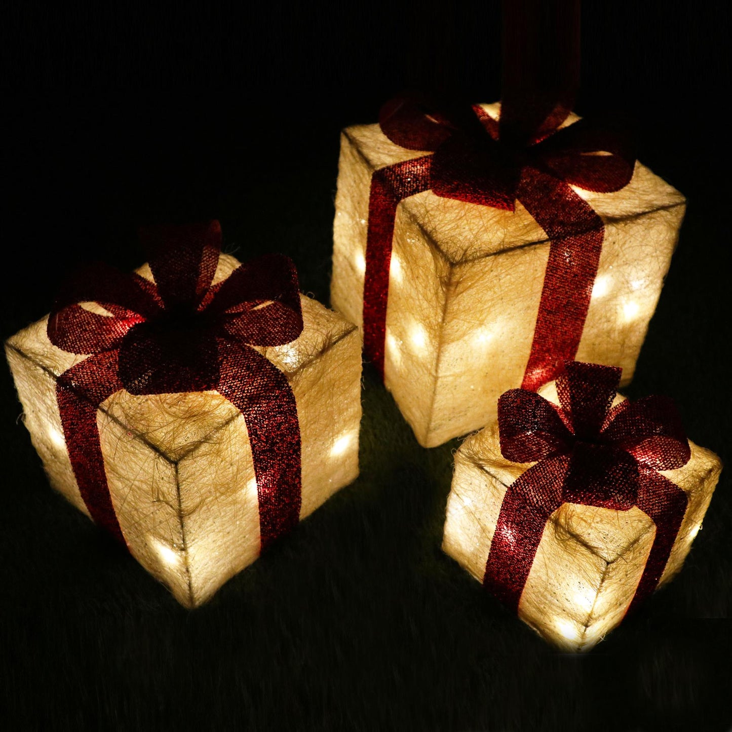 Cream LED Sisal Gift Box