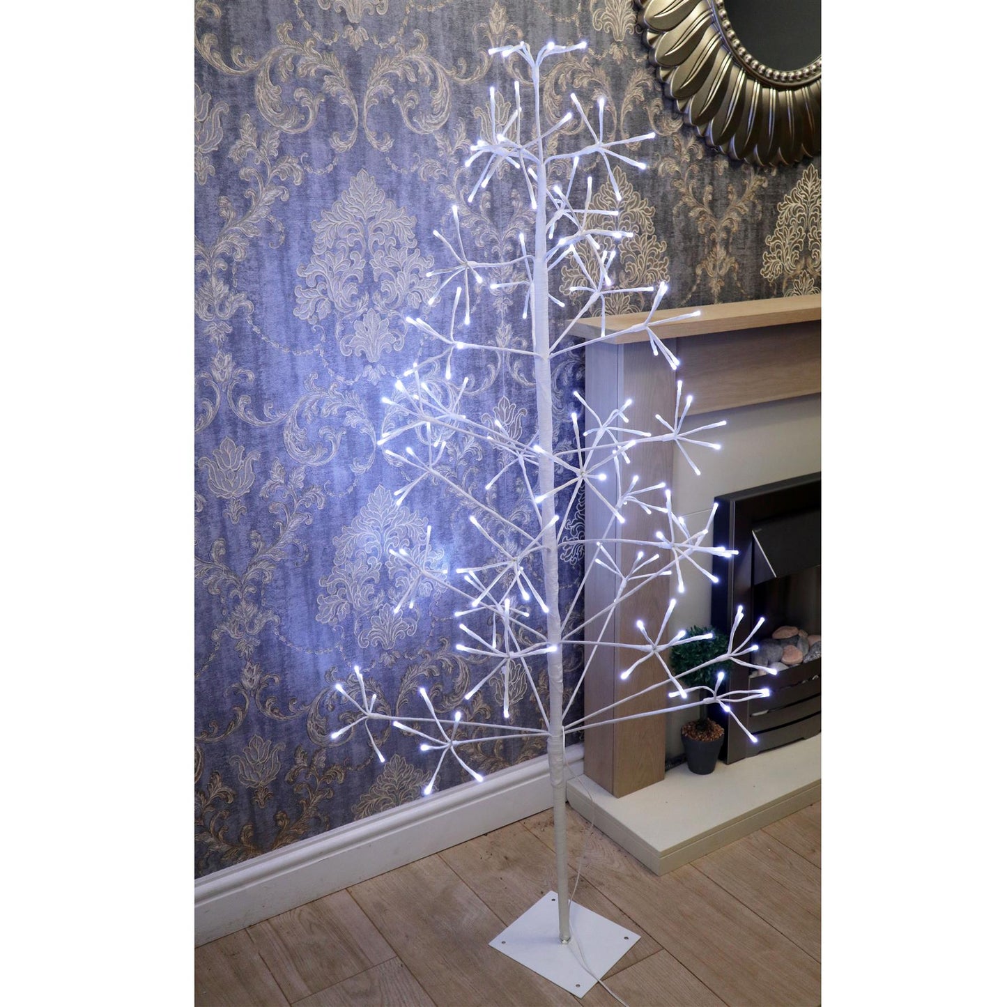 5 Feet Pre-Lit Christmas Twig Tree - 186 LED Lights, Metal Frame