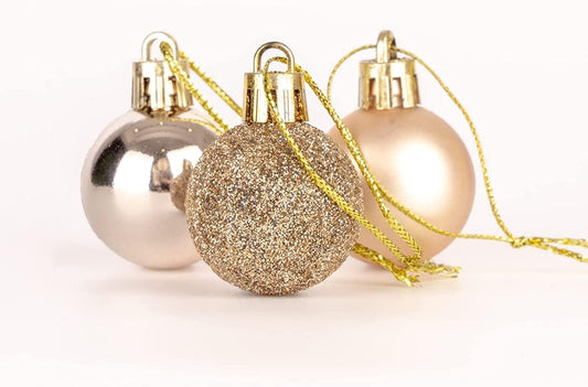 24 Champagne Baubles 3cm PVC Set