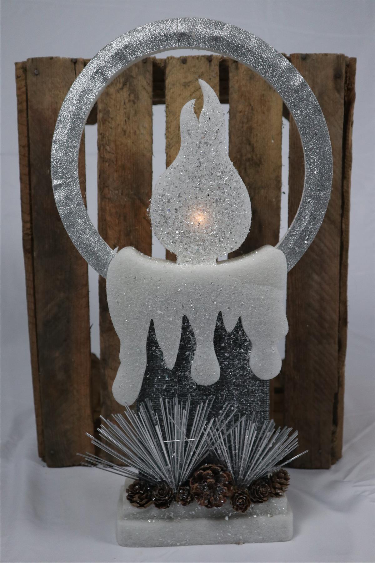 LED Silver Foam Single Candle - 41cm, 1 LED