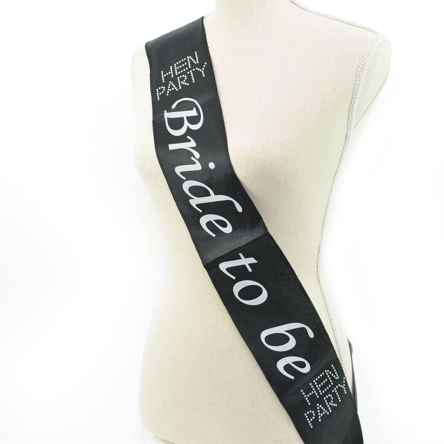 Shatchi Bride To Be Diamante Sash - Black