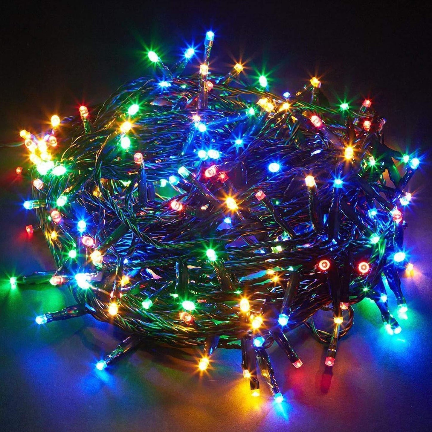 Black Christmas Tree Sizes 6ft/180cm with 400 Multi-Coloured LED lights (Separate)