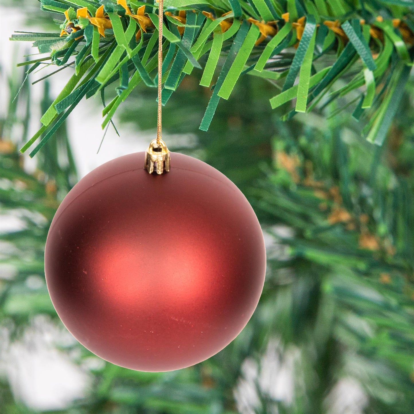 Dark Red Baubles - 10cm, 6-Piece Set, PVC