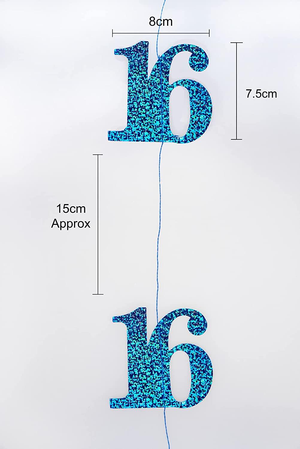 6 x 5ft 16th Birthday Blue String Decorations