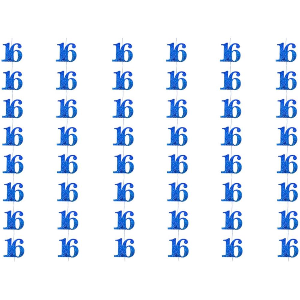 6 x 5ft 16th Birthday Blue String Decorations