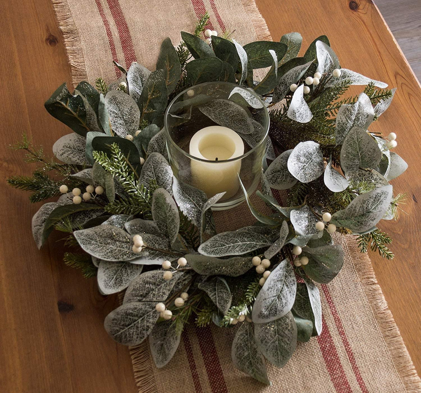 Snowy Glitter Leaf Wreath