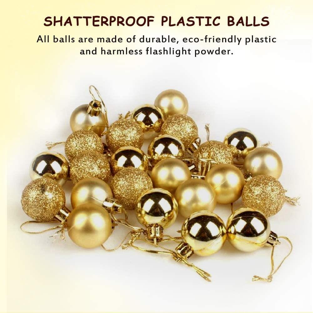 Deep Gold Baubles - 3cm, 12 Pieces Set, PVC