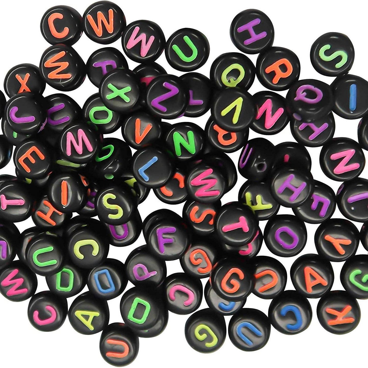 400 Black Colour Alphabet Letter Beads - 6.5mm