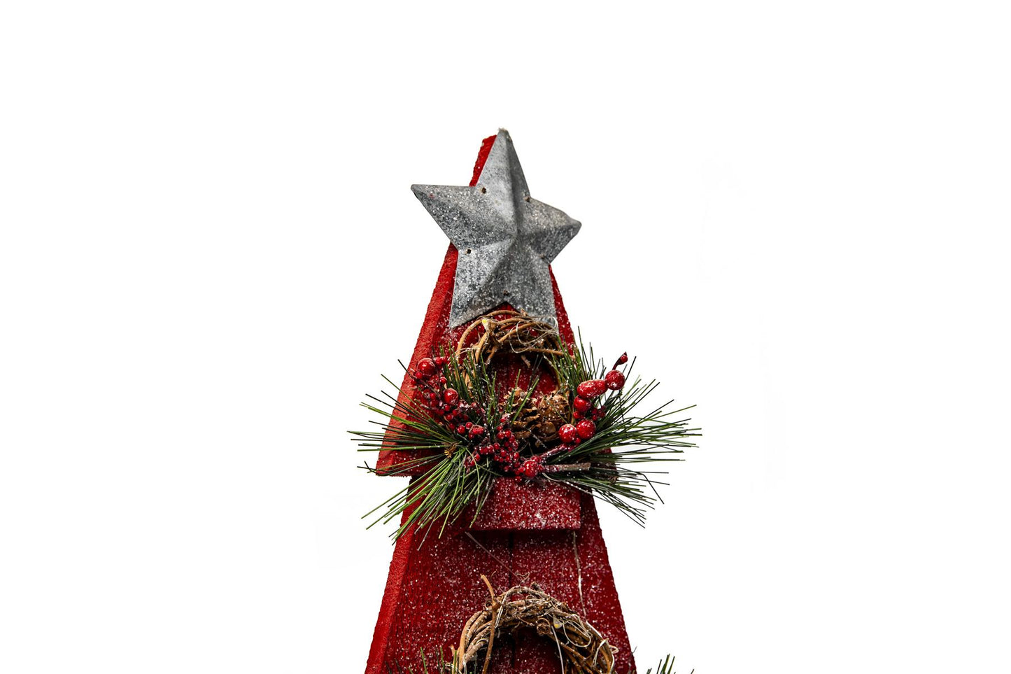 Red Wooden Tree with Bulbs - 25x10x80cm