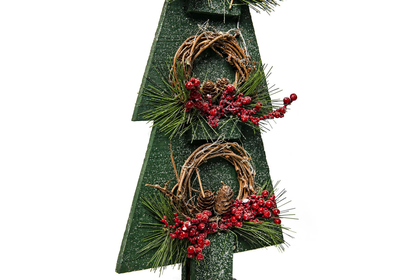 Green Wooden Tree with Warm White Bulbs, 25x10x80cm