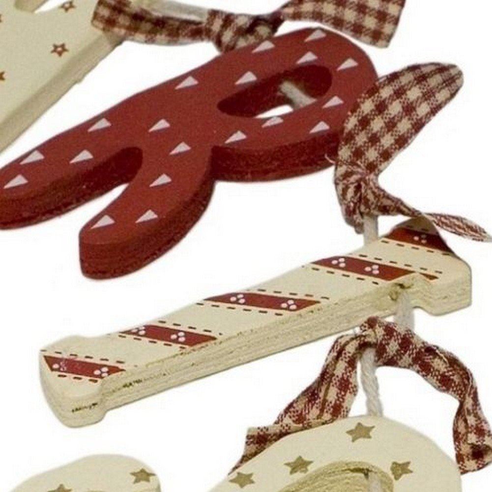 Christmas Wooden Garland Red White Vintage