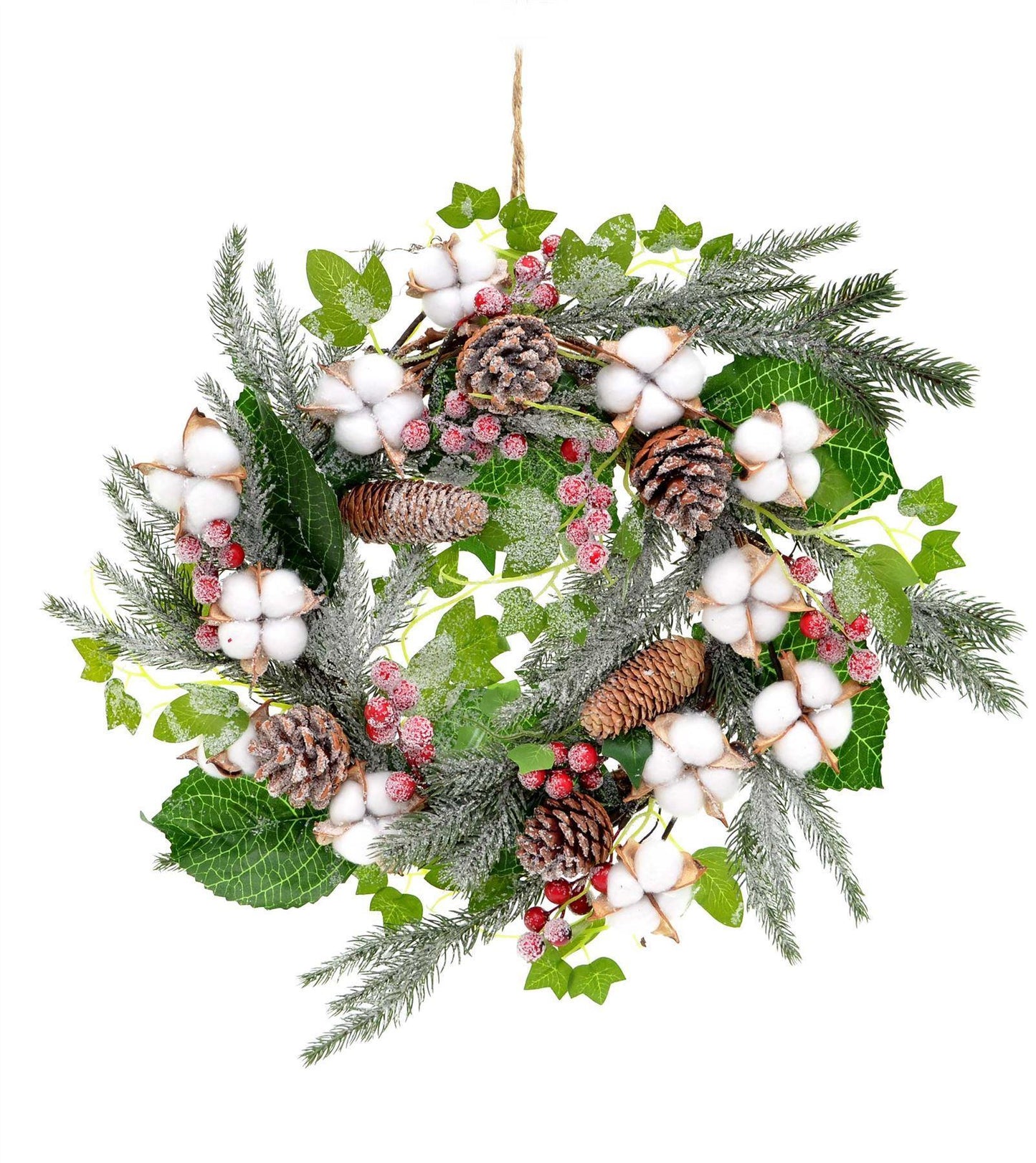 55cm Frost Wreath with Pine Cones