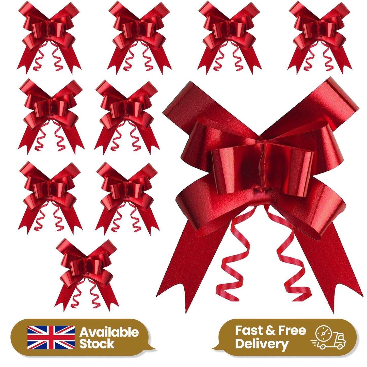 Shatchi 20pcs Red 50mm/5cm Pull Bows for Wrap, Hampers, Parties & Craft Use