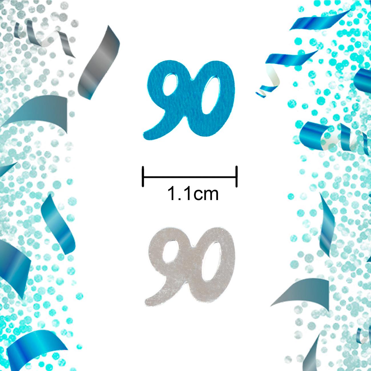 90th Birthday Confetti Blue & Silver 14G 1PK