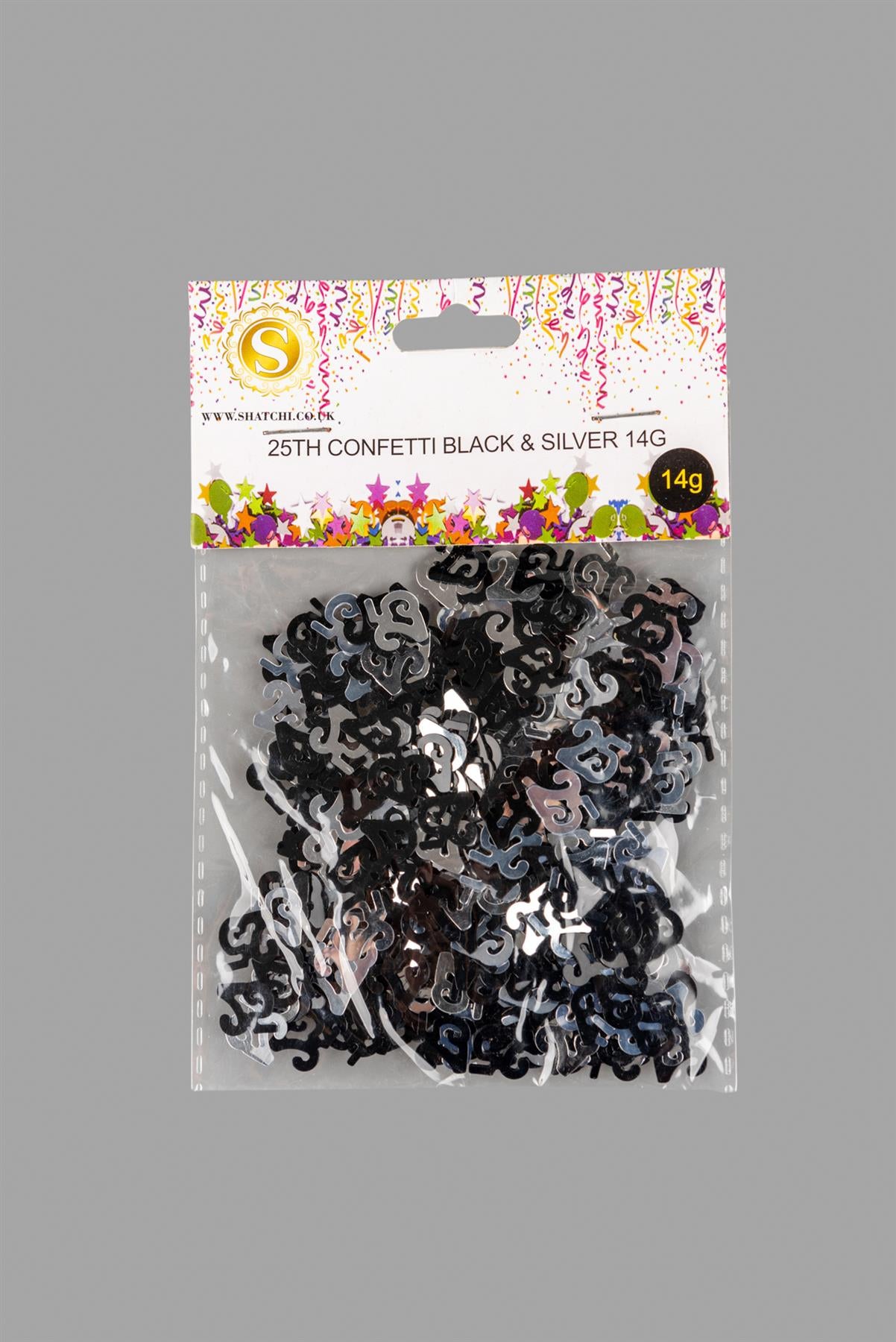 2 Packs 25th Confetti Black & Silver 14g