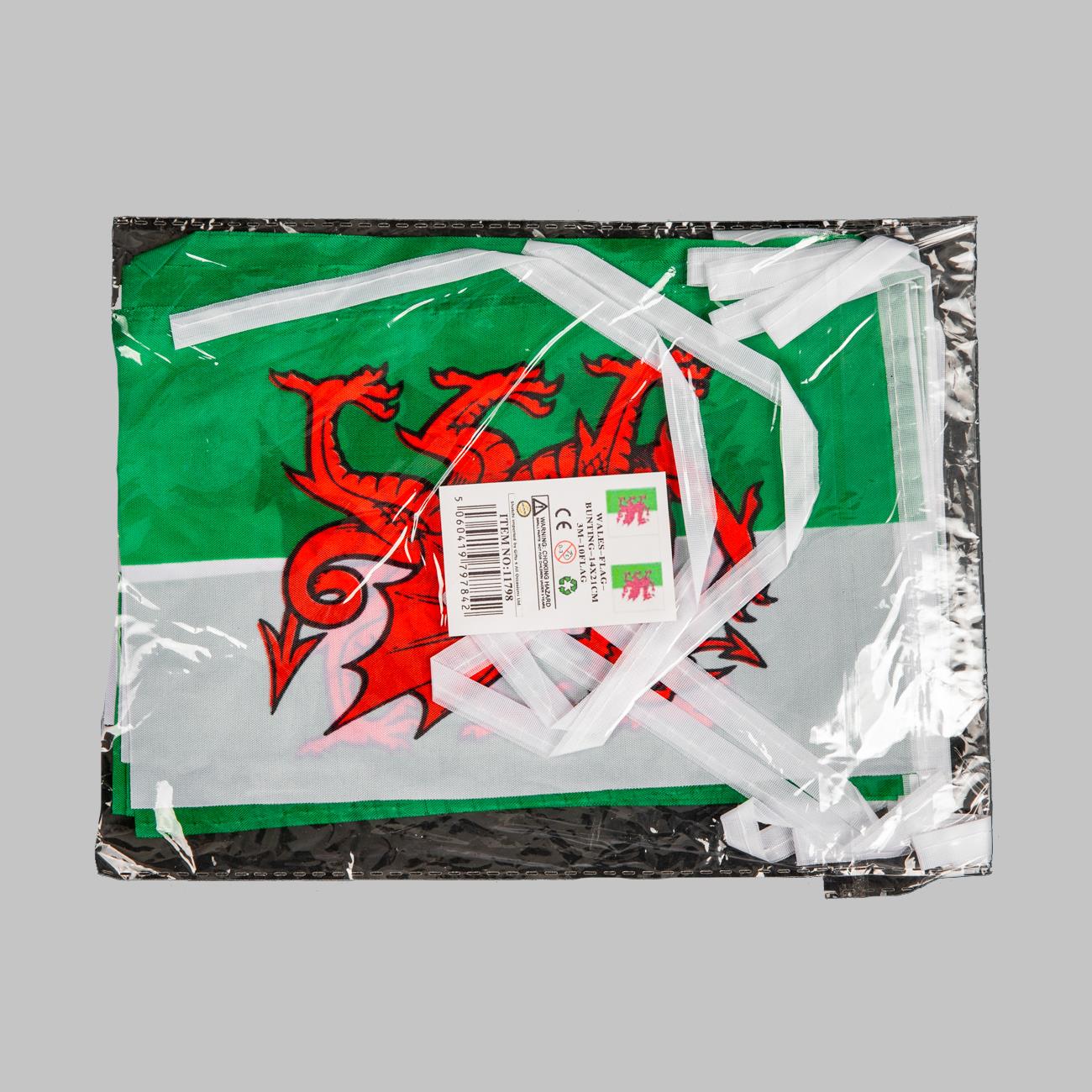 Welsh Bunting - 14x21cm, 3m with 10 Flags
