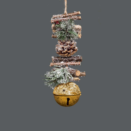 33cm Hanging Garland with Gold Bells