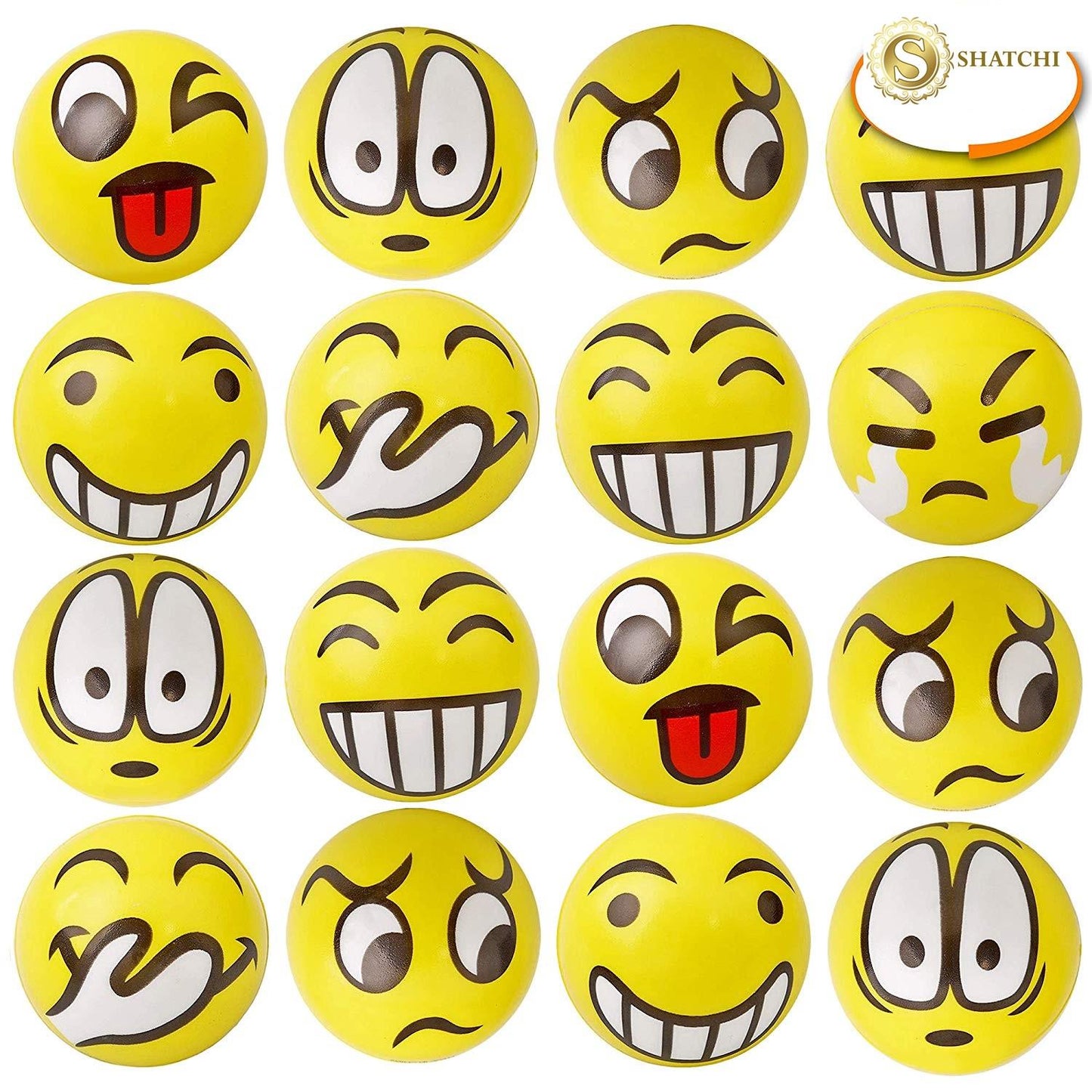 24 Yellow Smiley Face Foam Balls