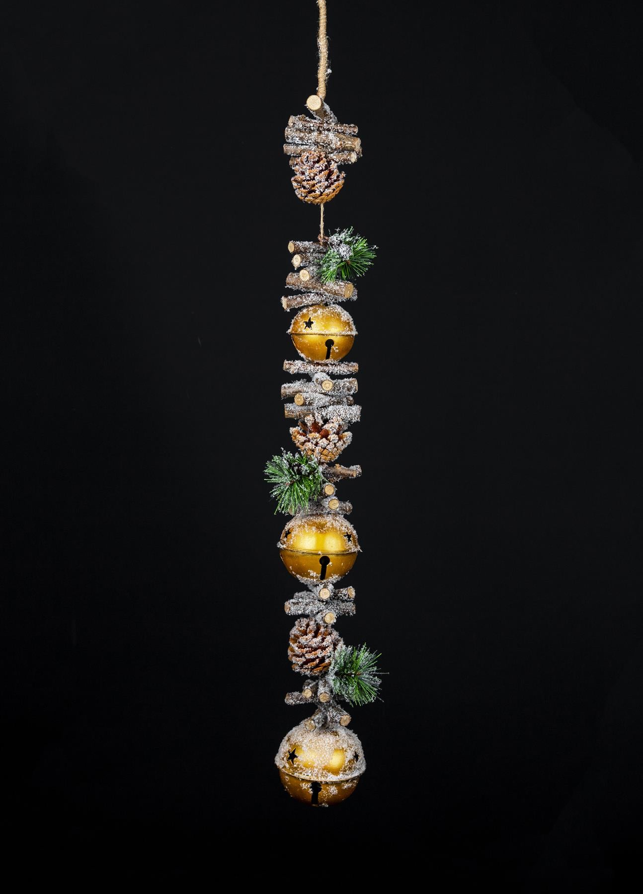 90cm Garland with Gold Triple Bells
