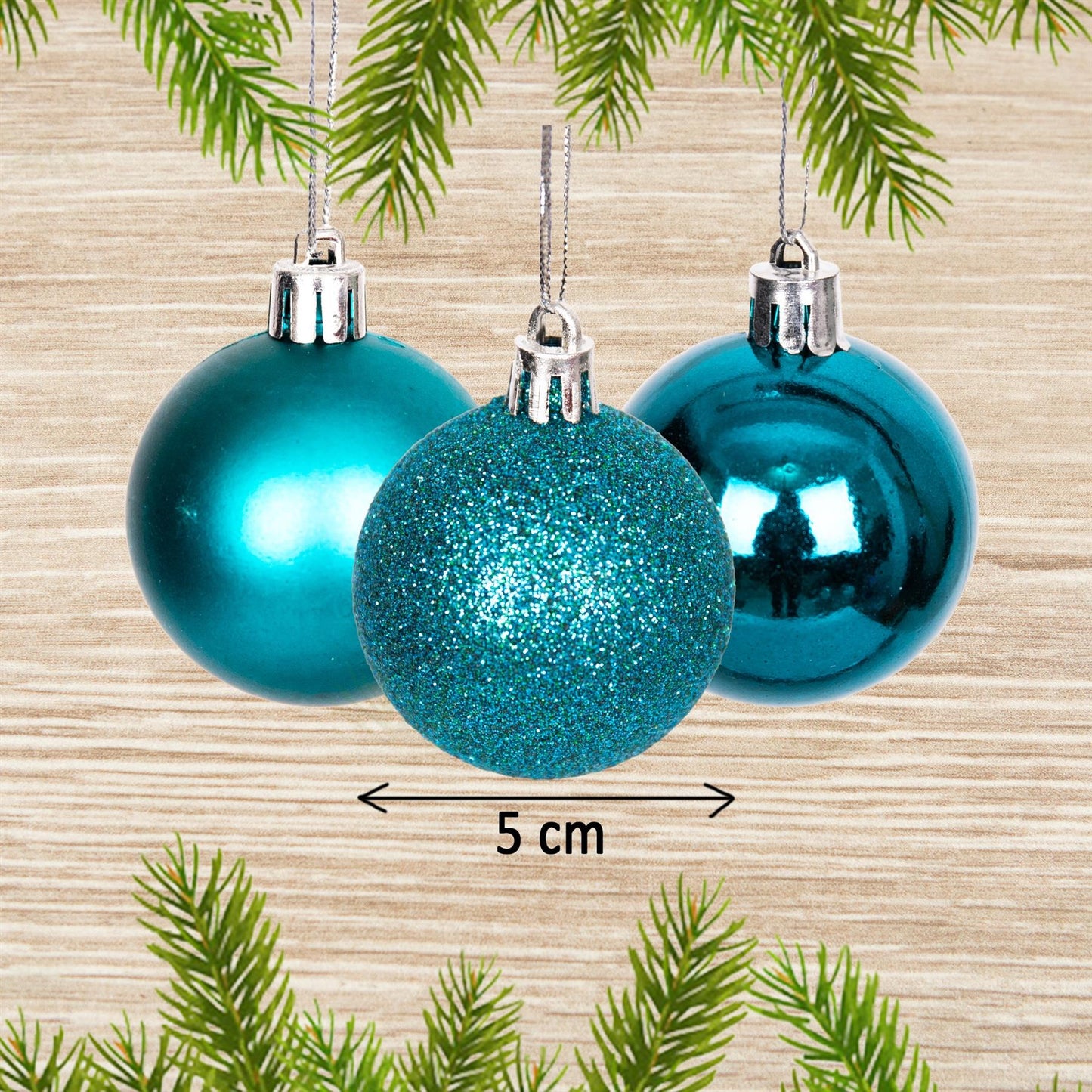 Teal Blue Baubles 5CM 9PCS Set