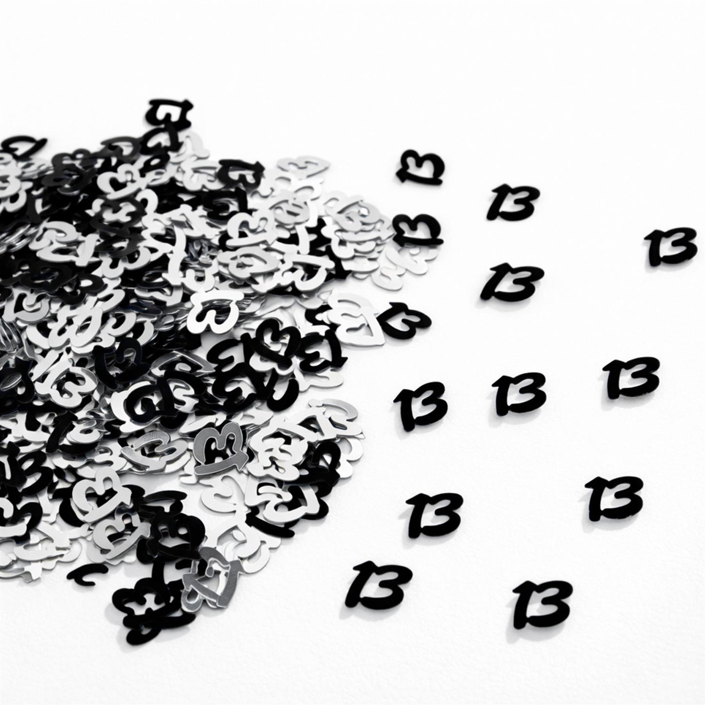 2 Packs of 14g Black-Silver Foil Confetti Sprinkles for 13th Birthday