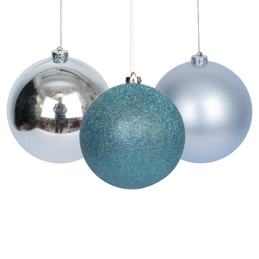 3 Light Blue Baubles (15cm)