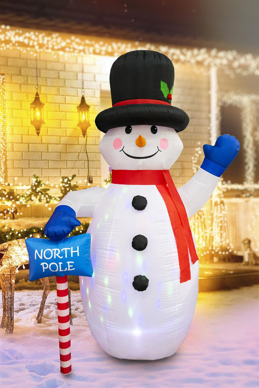 Pre-Lit Inflatable Snowman with 4 Multi-LED Lights 1.8m