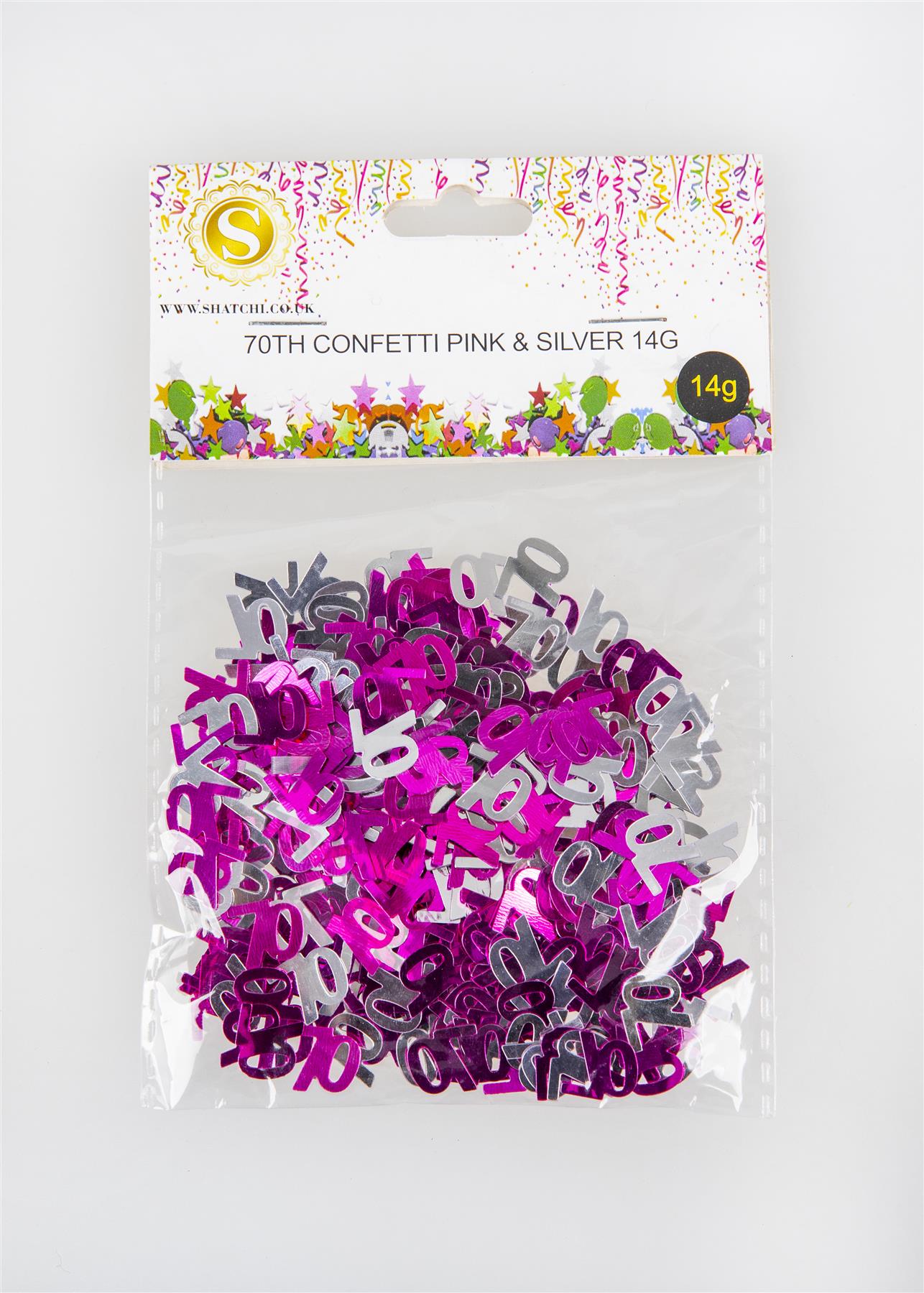 4 x 14g 70th Pink Happy Birthday Confetti