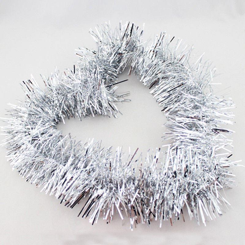 4 Pieces of Silver Tinsel Tree Decorations - 1.8m