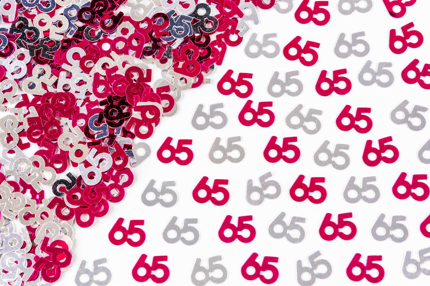 2 Packs of Pink & Silver 65th Confetti (14g)