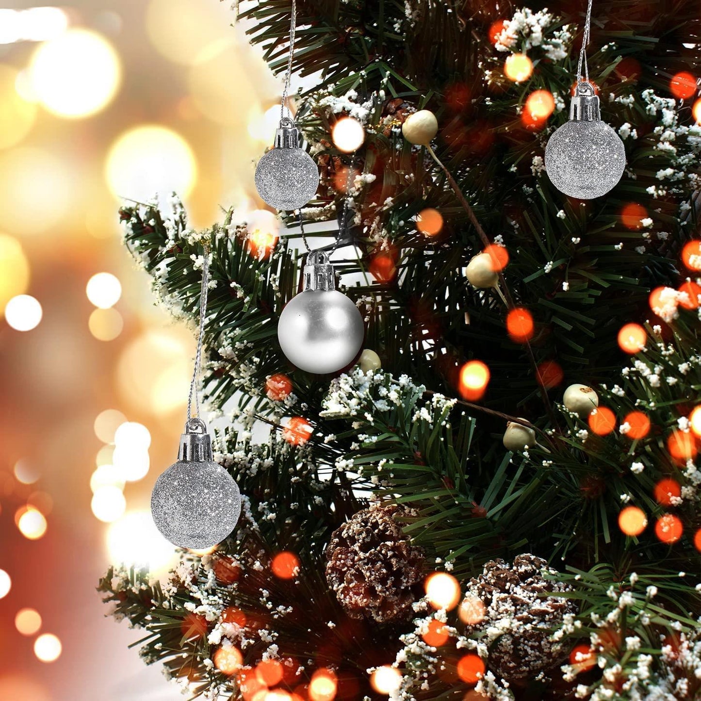BAUBLES SILVER 3cm - 12pcs Set PVC