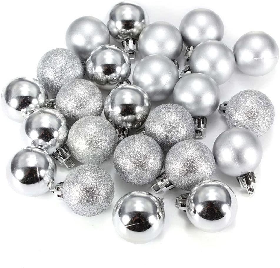 24 Silver Baubles (3cm)