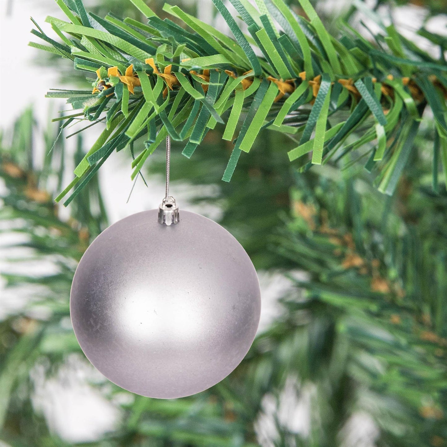 Set of 6 Mid Grey 10cm Baubles (PVC)