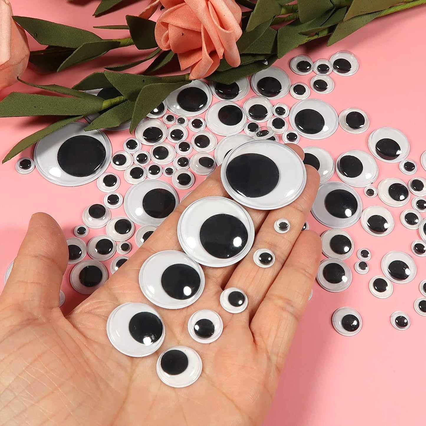 100 Black & White Wiggly-Wobbly-Googly Eyes