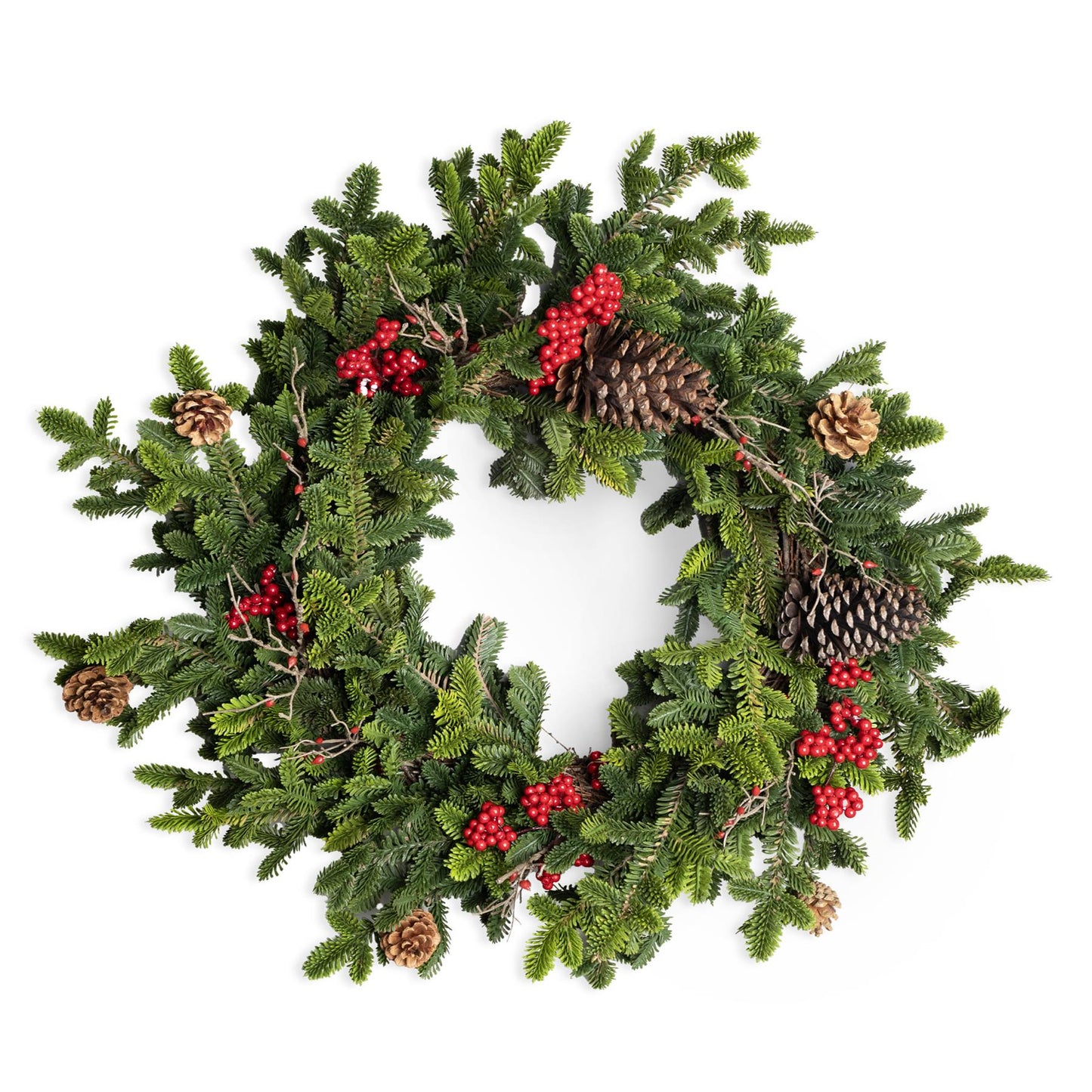 80CM FIR WITH BERRIES AND PINE CONES WREATH