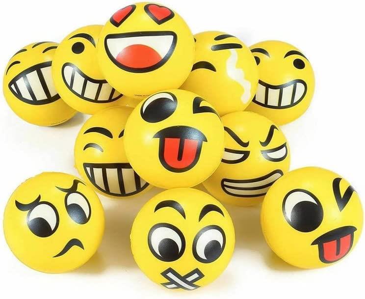 24 Yellow Smiley Face Foam Balls