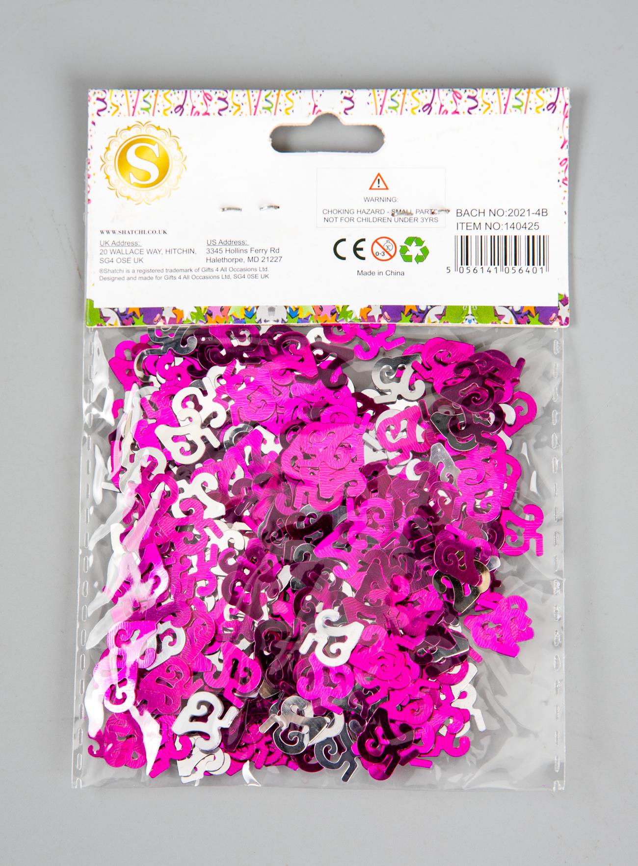 2 Packs of 25th Pink & Silver Confetti 14g each
