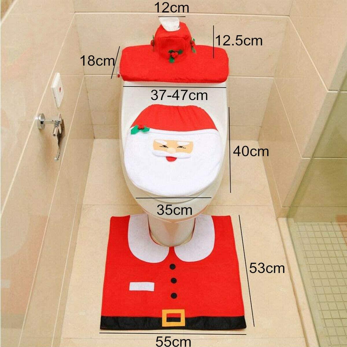 Novelty Christmas Santa Toilet Seat Cover & Mat