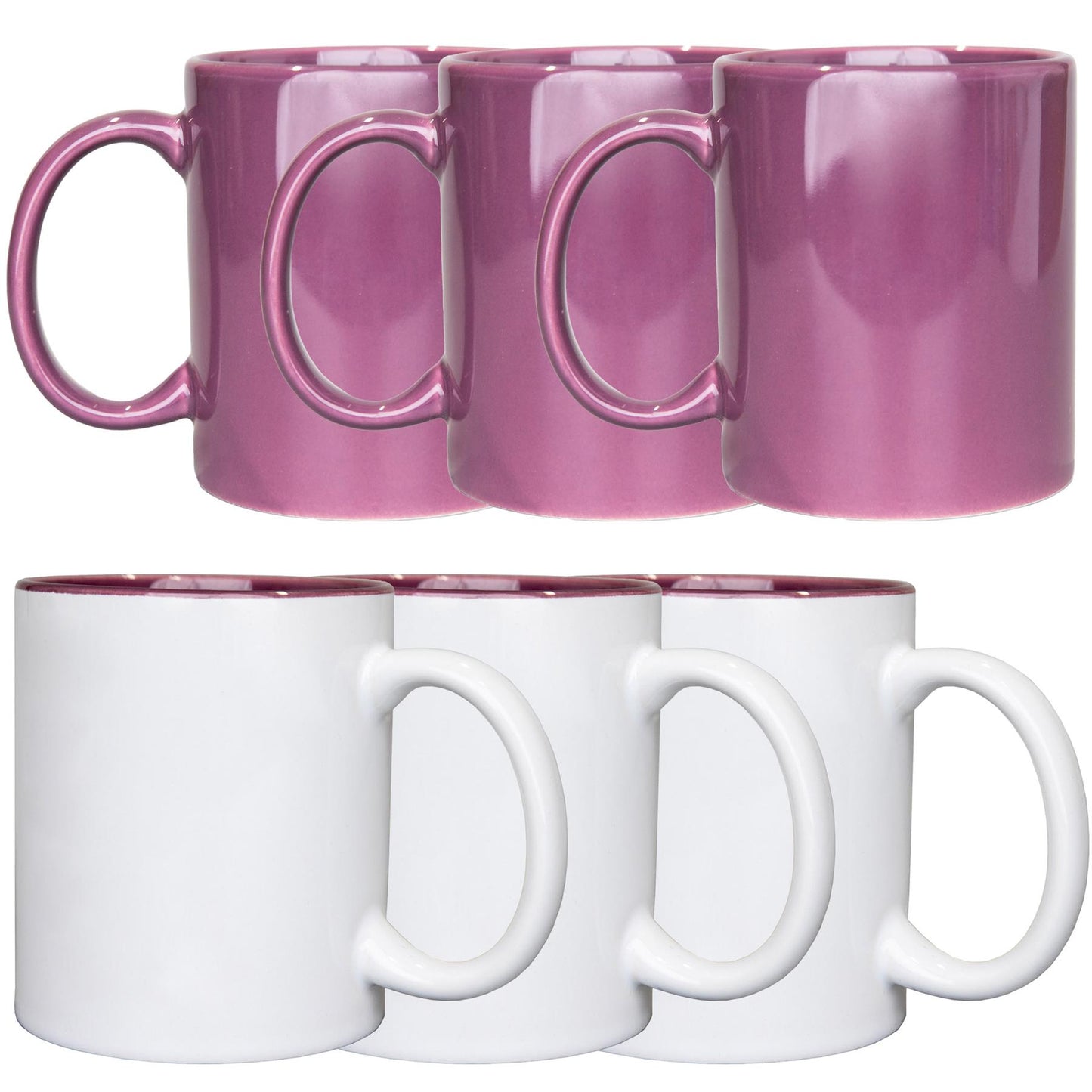 4Pcs Purple and White 2 Tone Sublimation Mugs 11oz (2pcs Each)