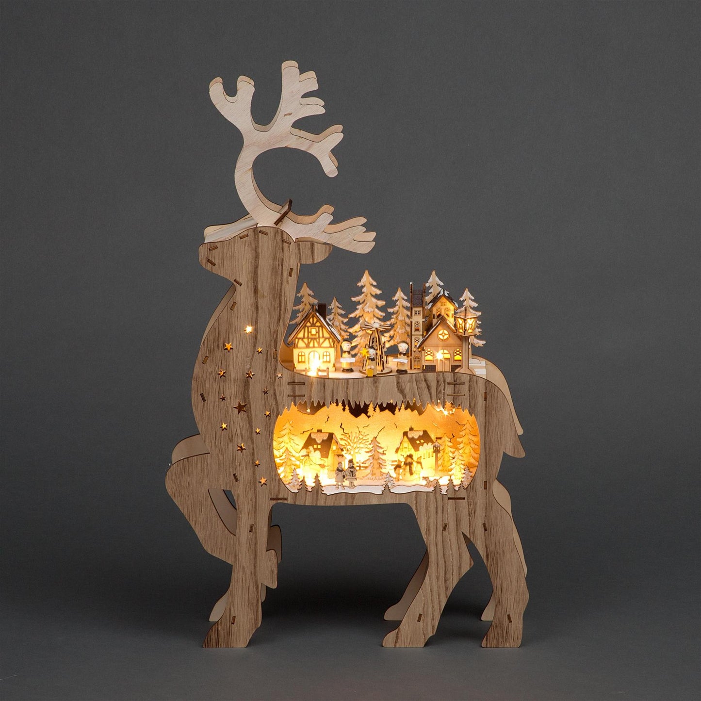 Laser Cut Reindeer LED Wooden Decoration