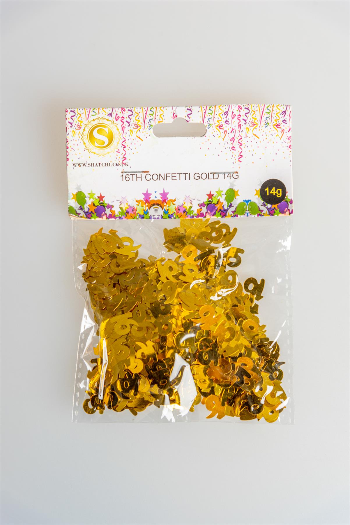 16th Birthday Confetti in Gold, 14g, 4 Packs
